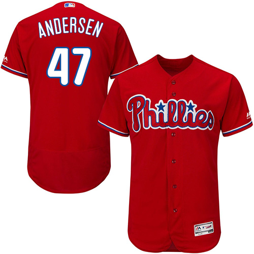 Phillies #47 Larry Andersen Red Flexbase Authentic Collection Stitched MLB Jersey